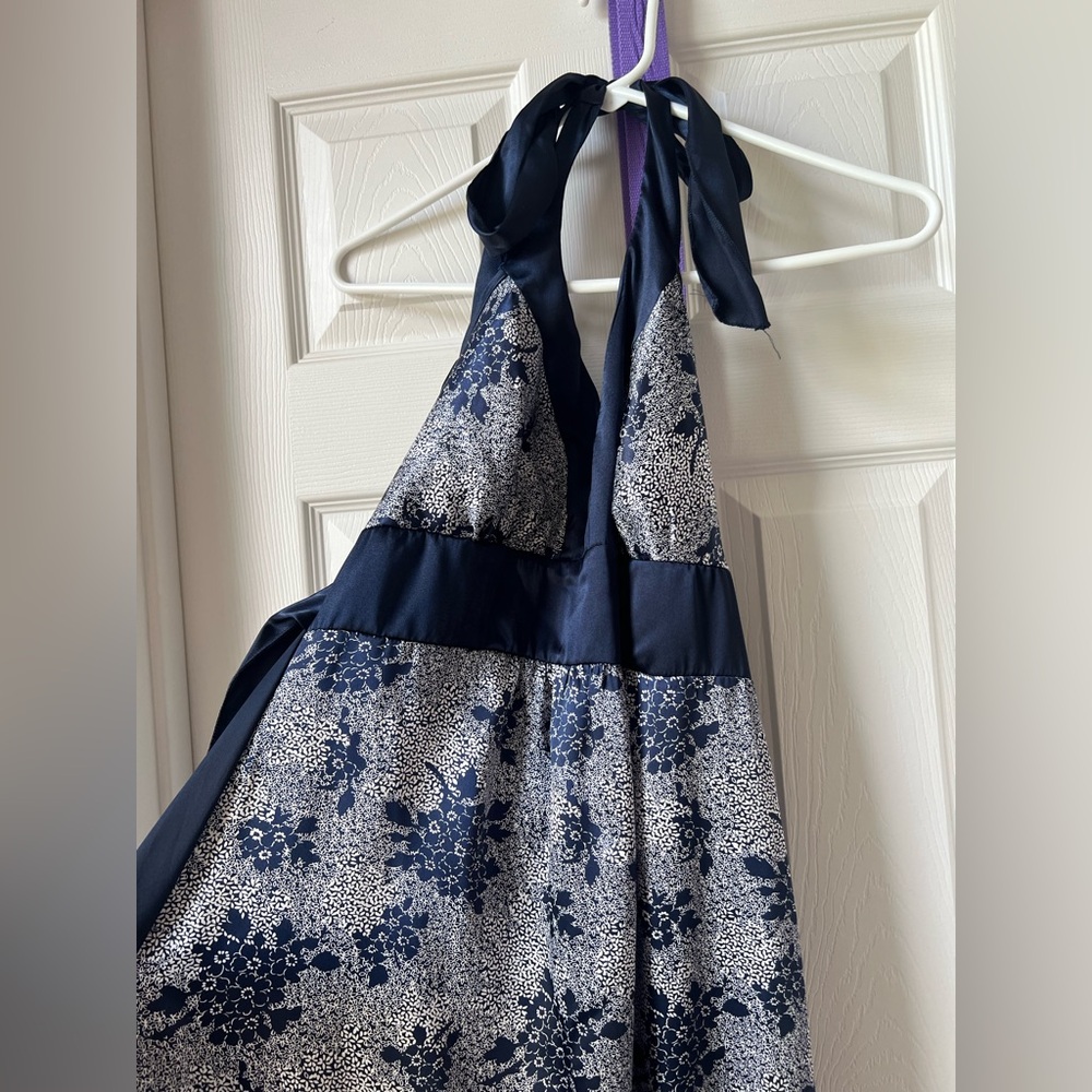 Charlotte Russe Navy and White Floral Halter Maxi Dress